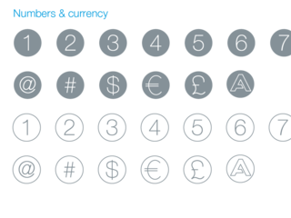 Numbers and currency icons