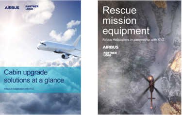 Brochure layout examples with Airbus as equal partner