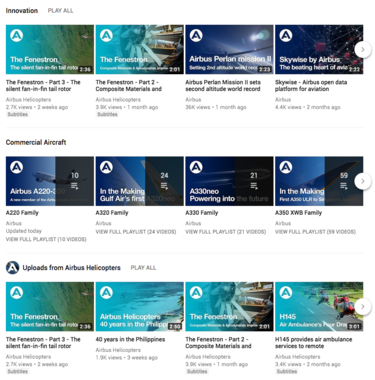 Airbus YouTube playlist