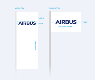 Vertical and horizontal flags with Airbus logo Vertical and horizontal flags with Airbus logo