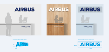 Welcome desks with Airbus logo Welcome desks with Airbus logo
