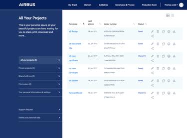 Projects overview list