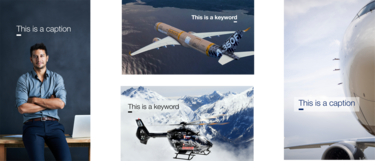 Captions and keywords layout examples