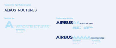Airbus Aerostructures descriptor typeface, size and positioning