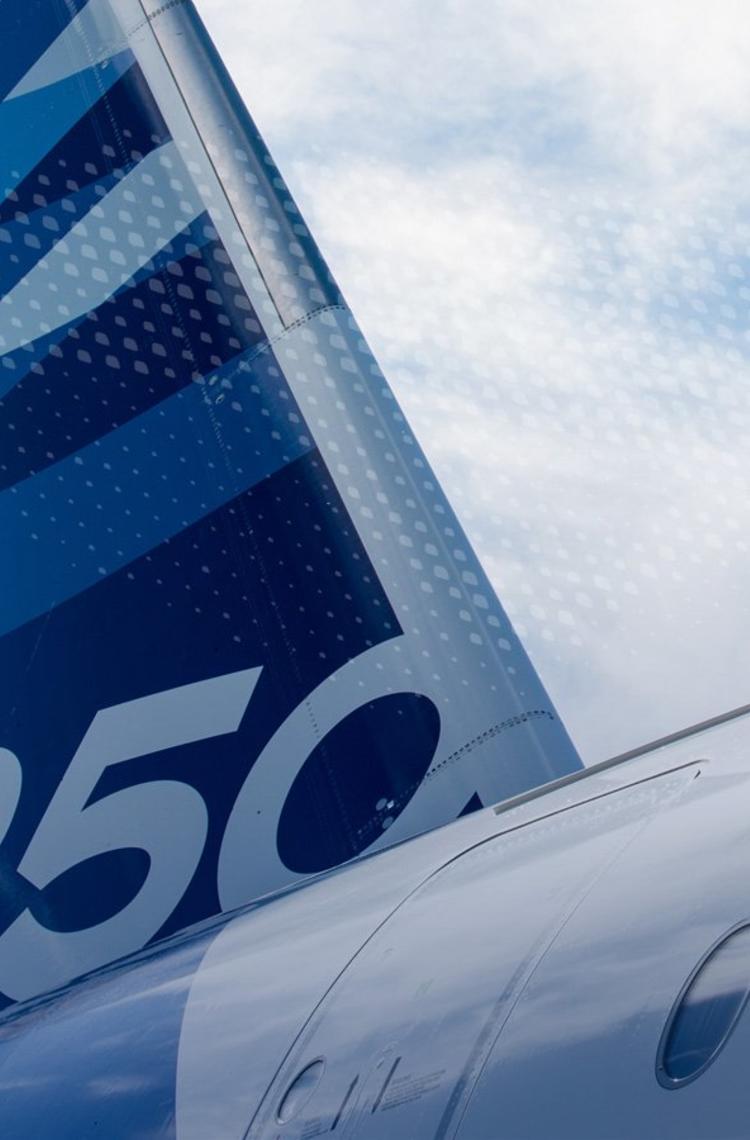 Picture detail of an Airbus A350 aircraft