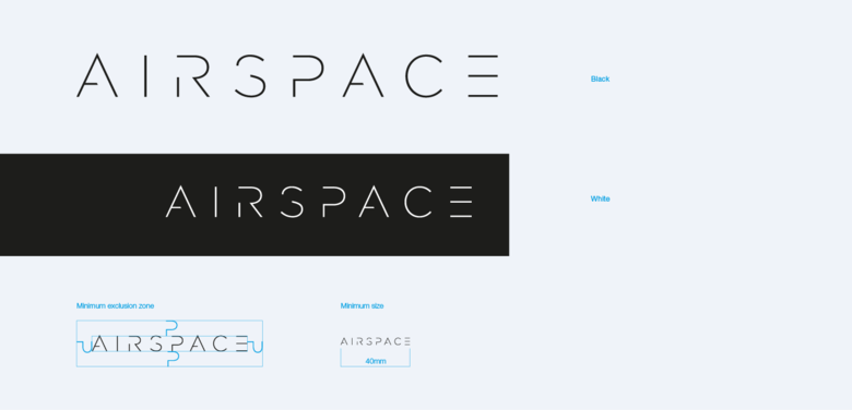 Airspace logo variants, minimum exclusion zone, minimum size