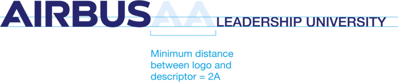 Minimum distance between Airbus logo and single-lined descriptor