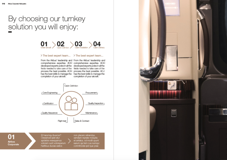 Brochure layout with an icon