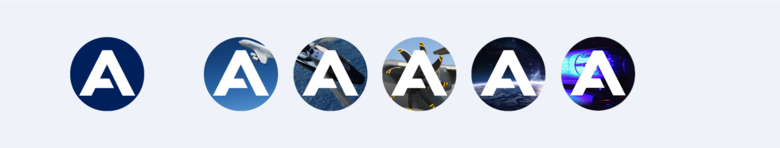 Round avatars for Airbus, Commercial Aircraft, Helicopters, Defence, Space, Secure Land Communications
