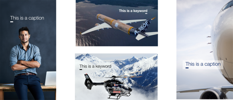 Captions and keywords layout examples