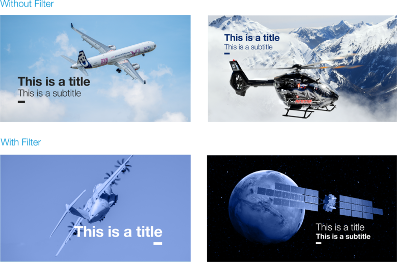 Title/caption with or without filter