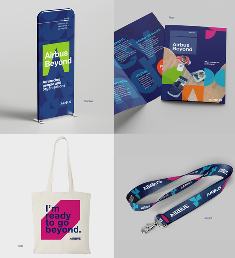 Layout examples display, flyer, bag, lanyard