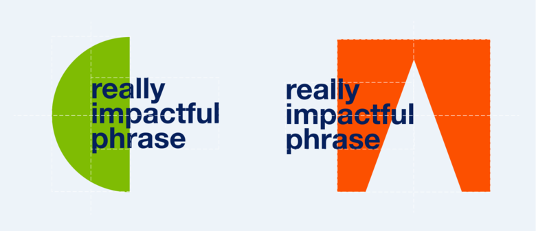 Two examples how to combine shape, colour and text