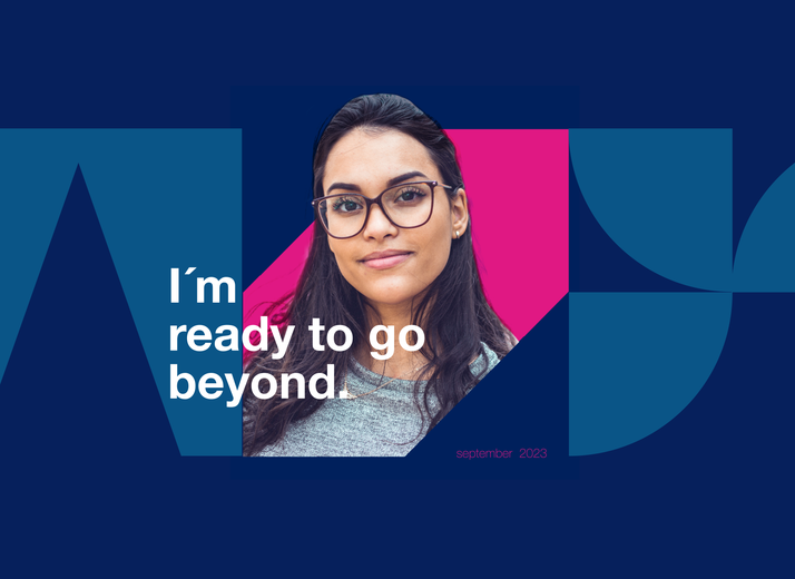 Layout example combining shapes, typography and image