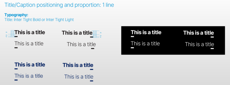 Title and caption positioning and proportion over one line